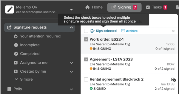 Speed up the processing of contracts by signing multiple contracts at once